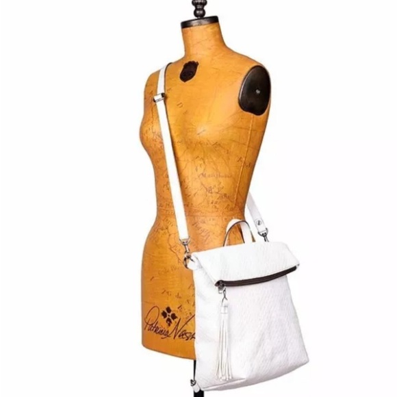 Patricia Nash Twisted Woven Collection Luzille Backpack Shoulder White - Picture 3 of 16